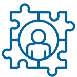 4-piece puzzle with a person image blue icon