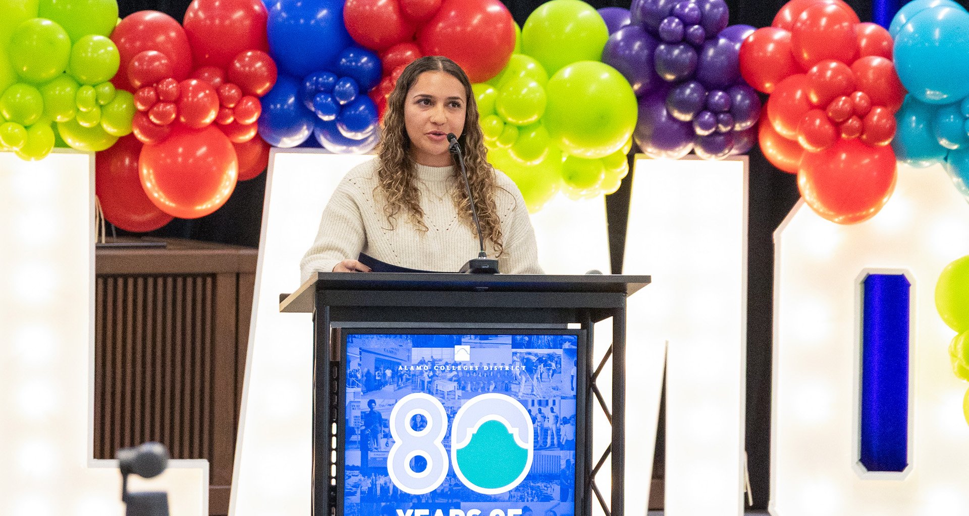 SPC Student Speaking at Podium