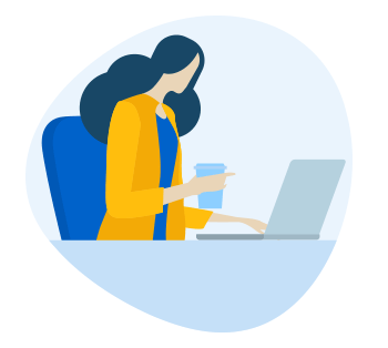 Payment Plans illustration of woman working on a computer